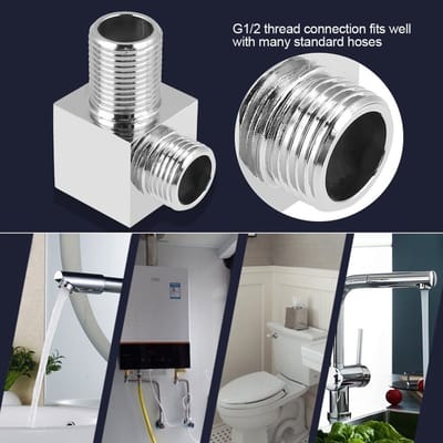 Dailygoods- Douche Aansluiting - Wandbeugel - Handdouche Slang Connector - G1/2 Draadmaat - Chroom - Vierkante Design - Doucheconnector