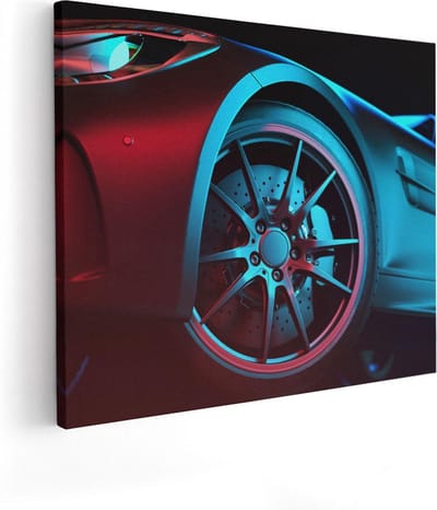 Artaza Canvas Schilderij Auto - 100x80 cm - Groot - Wanddecoratie Sportauto - Muurdecoratie Velg - Kamer Accessoires Mancave