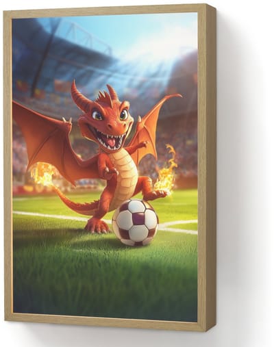 Wandlamp 40x60 cm - Oplaadbaar - Draak - Voetbal - Vuur - Stadion - Wandlampen binnen woonkamer - Slaapkamer lamp - Decoratieve nachtlamp - Vloerlamp draadloos