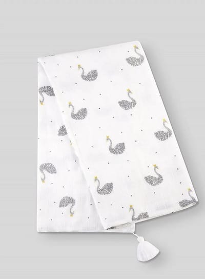 Bamboe baby inbakerdoeken met zwanenpatroon - Wikkeldoek voor pasgeborenen