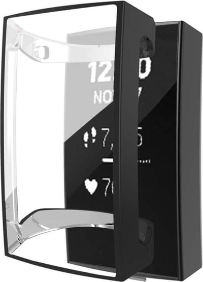 KELERINO. Full cover hoesje geschikt voor Fitbit Charge 3 - Siliconen - Zwart