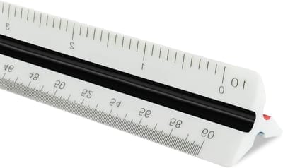 Schaal Liniaal - Geometrische Driehoek - Precisie Tekenen - 6 Schaalverdelingen - 12 Inch