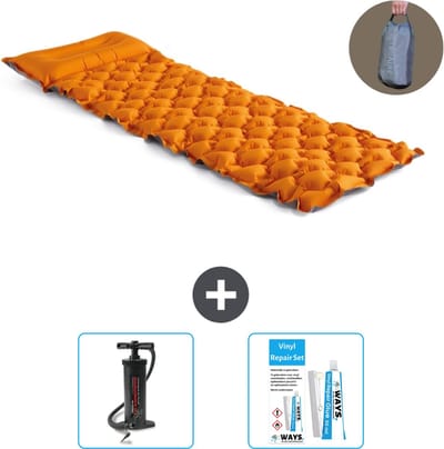 Intex Campingmat - 1-Persoons - 71 x 191 x 11 cm - Oranje - Inclusief Pomp en Reparatieset