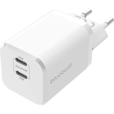BlueBuilt Power Delivery Oplader met 2 Usb C Poorten 65W Wit