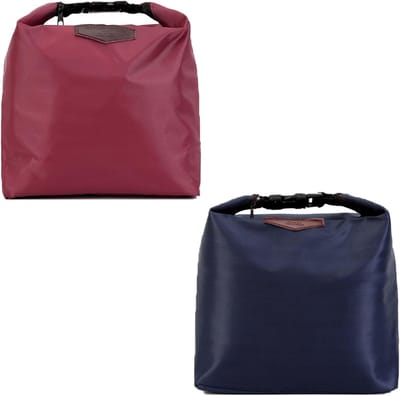 Thijox - Mini Koeltas met Ritssluiting - Lunchbox voor Koude en Warme Items - Licht en Draagbaar - 2 Stuks Rood en Blauw - Ideaal voor School, Kantoor