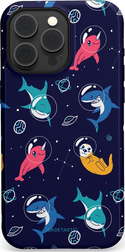 Casetastic Hoesje Geschikt voor Apple iPhone 15 Pro Max Magsafe - Stijlvolle Beschermende Duo-layer Case - Ruimte Oceaan Blauw