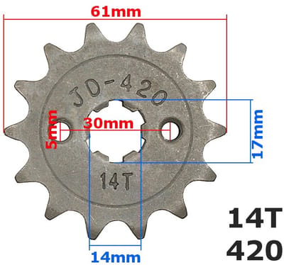 Tandwiel ( Voorzijde ) Voor Chinese 110/125cc Dirtbike/Quad 420-14 Tands Merk BPC Parts