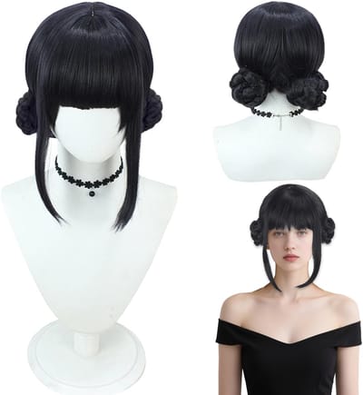 longziming -Anime Cosplay Pruik - Zwarte Anime Cosplaypruik - Pruiken Dames - Korte Vlechtpruik van Hittebestendige Kunstvezels - voor Conventies, Podium en Feest