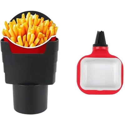 Plateau Porte-Frites Multifonctionnel Support à Sauce pour Voiture Accessoires de Voiture Support à Frites Boîte à Assaisonnements