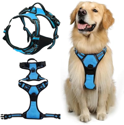 Dailygoods- Hondenharnas Anti Trek - Verstelbaar - Ademend - Tuigje voor Middelgrote Honden - M - Paars