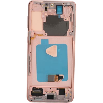Écran de remplacement pour téléphone 6,7 pouces LCD Tactile Numériseur Assemblage d'affichage avec Châssis Empreinte Digitale Kit d'outils pour Galaxy S21 rose or