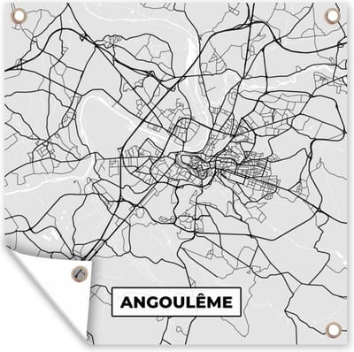 Tuin poster Stadskaart – Frankrijk – Kaart – Angoulême – Plattegrond - 200x200 cm - Tuindoek