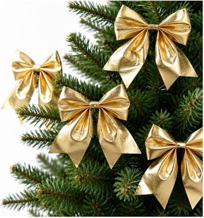 Decoris Kerst strik - 6x - goud - 20 x 24 cm - polyester - kerststrik - kerstboomversiering - kersthanger - kerstversiering