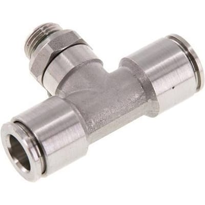 8mm x G1/8'' inline T-stuk RVS Insteekfitting Buitendraad FDA Draaibaar FKM
