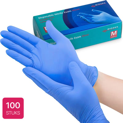 Biozek - Nitril handschoenen blauw (Small) - wegwerp handschoenen- handschoenen