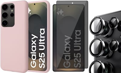Hoesje geschikt voor Samsung Galaxy S25 Ultra - Privacy Screenprotector Volledig Dekkend Glas & Camera Protector - Mat Back Case Roze