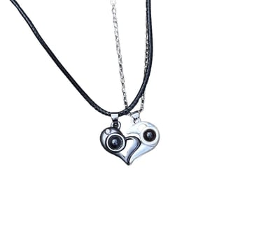 Bijoux by Ive - Magnetische paren ketting - Hart - Zwart en Zilver