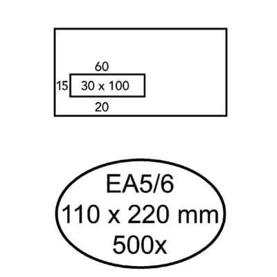 Envelop Quantore 110x220mm venster 3x10cm links zelfklevend 500 stuks
