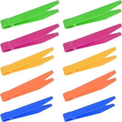 Kunststof Pincetten - Kinderpincetten Set - Fijne Motoriek Trainen - Antislip Ontwerp - 10 Stuks - Kleurrijk