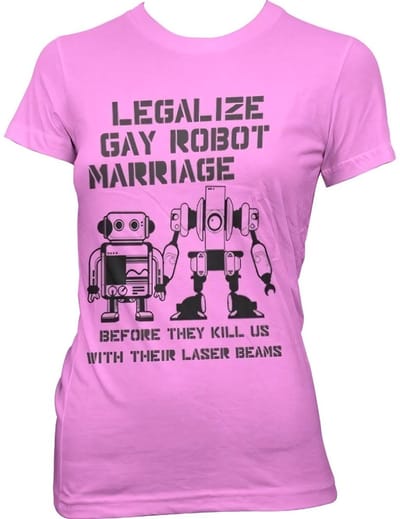 Hybris Legalize Gay Robot Marriage Girly T-shirt voor dames, roze