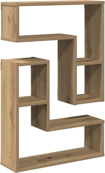 vidaXL - Wandschappen - kubus - 2 - st - 50x15x50 - cm - hout - artisanaal - eiken