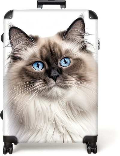 NoBoringSuitcases.com® - Koffer groot - Reiskoffer lichtgewicht - Poes - Kat - Huisdieren - Ragdoll - Rolkoffer met 4 wielen - Grote trolley XL - 98 liter bagage