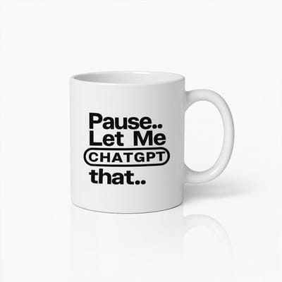 Grappige AI Chat Mok 330 ml – “Pause.. Let Me ChatGPT That” Koffiemok – Humoristisch Tech Cadeau voor Developers & AI Liefhebbers