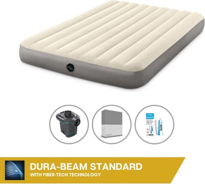 Intex Luchtbed - 2-Persoons - 152 x 203 x 25 cm - Beige - Inclusief Pomp - Hoeslaken en Reparatieset