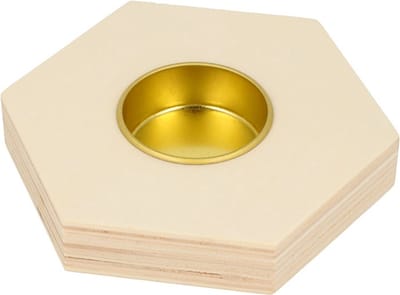 Houten kaarsenhouder zeshoek 10x11,5 cm - Artemio