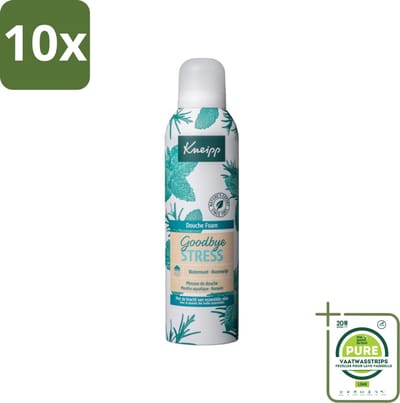 10 x Kneipp - Douche schuim - Goodbye Stress - Watermunt & Rozemarijn - 200 ml - Grootverpakking - Douche Foam - Stress Verlichten - Ontspannen - Verfrissend - Rozemarijn