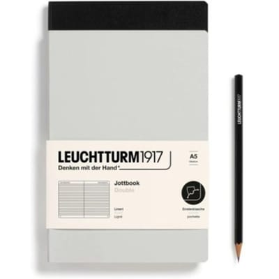Leuchtturm1917 jottbook set van 2, flexcover, medium a5, gelinieerd, licht grijs / zwart