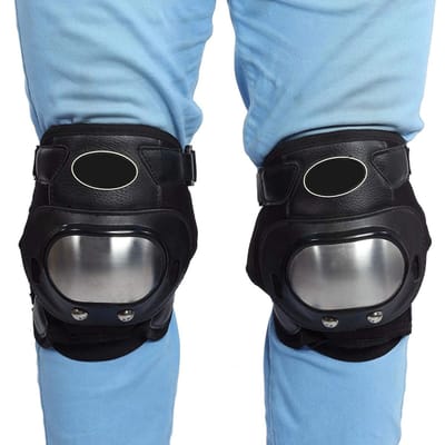 Kniebeschermers Motor - Beschermers Set - Veilig Rijden - Verstelbare Banden - 22 x 16 cm - Zwart