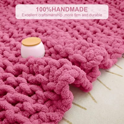 Goodivery ® Zachte Handgebreide Deken voor Comfort en Warmte in Stijlvolle Roze Rode Kleur