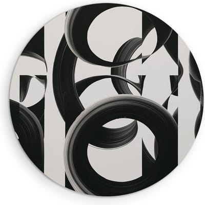 Saammp Muurcirkel Hout - Abstract - Zwart-wit - Ø 90 - Wandcirkel - Wanddecoratie Cirkel - muurdecoratie Woonkamer - Slaapkamer decoratie - Rond Schilderij