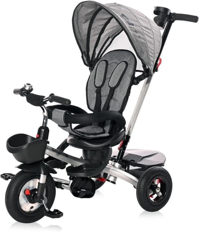 Driewieler Omkeerbaar - Kinderdriewieler - Buiten Spelen - Luchtbanden Vrijloop - 92 x 50 x 100 cm - Grijs