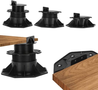 Verstelbare Terrasdragers - Stelpootjes Onderbouw - Terras Aanleggen - Traploos Verstelbaar - 30-60 mm - Zwart
