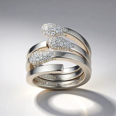 Cavill - Zilveren Ring met 3 Witte Topaas 0,071 ct & 102 Zirkonia 0,812 ct - 925 Sterling Zilver - Elegante Damesring - Modern Design