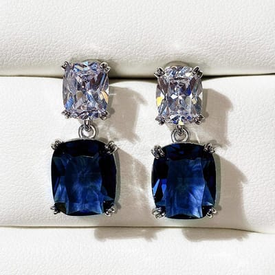 POMOiii Hot Dames Dangle Oorbellen Met Kussen Zirkoon Eenvoudige Elegante Vrouwelijke Oorbellen Engagement Bruiloft Mode-sieraden gray