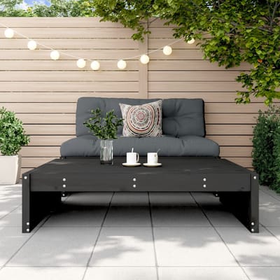 vidaXL - Tuinvoetenbank - 120x80 - cm - massief - grenenhout - zwart