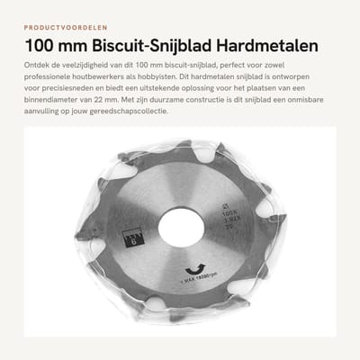 Dailygoods- Biscuit-snijblad 100 mm - Hardmetalen Snijblad - Vervanger - Binnendiameter 22 mm - Precisie - Duurzaam