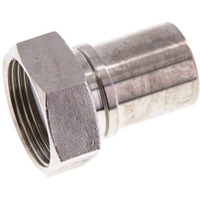32 mm & G1-1/4'' RVS 1.4401 Slangpilaar Wartelmoer Vlakke PTFE Afdichting en Veiligheidskraag EN 14420-5 (DIN 2817)