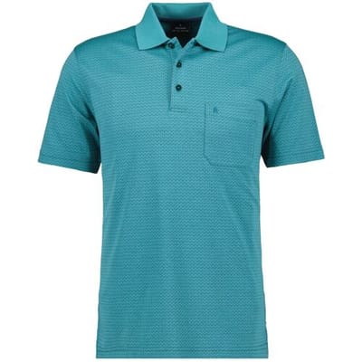 Ragman Polo Soft Knit Subtle Jacquard Pattern Emerald / male