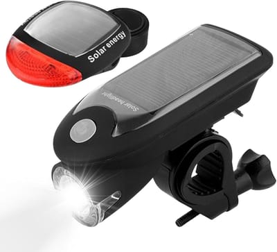 Oplaadbare Fietslampen met Zonne-energie - LED Koplampen voor Buitenactiviteiten, Waterdichte en USB Oplaadbare Verlichting