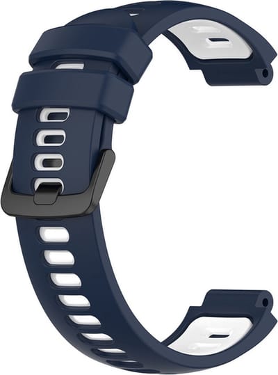 Siliconen bandje - geschikt voor Garmin Forerunner 220 / 230 / 235 / 620 / 630 / 735XT / Approach S20 / S5 / S6 - donkerblauw-wit