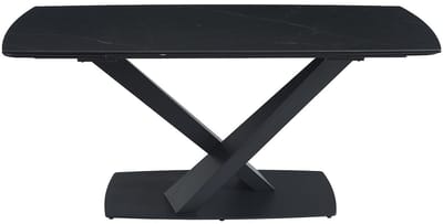 Vente-unique Verlengbare eettafel 6 tot 10 plaatsen van gehard glas - Zwart marmereffect - MALATA van Pascal MORABITO