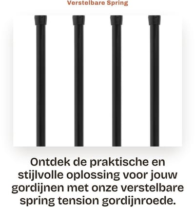 Dailygoods- Springgordijnroede - Verstelbaar 25-40cm - Gordijnroede zonder boren - Antislip - Roestvrij staal - Duurzaam en flexibel