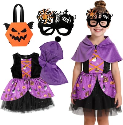 Paarse Prinsessenjurk met Hoed en Tulle voor Kinderen 1-6 Jaar - Halloween, Carnavalskleding en Feestoutfit
