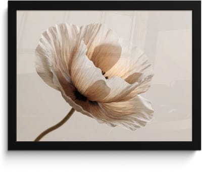 Poster in lijst - Fotolijst 40x30 cm - Posters - Bloem - Beige - Crème - Posterlijst zwart - Decoratie - Wanddecoratie woonkamer - Muurdecoratie slaapkamer