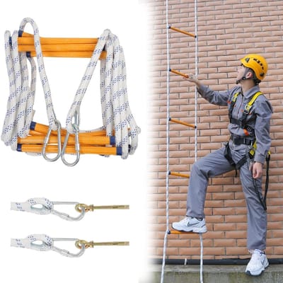 Veiligheidsladder Touwladder - Ontsnappingsladder Noodladder - Snelle Ontsnapping - Robuust Hoge Kwaliteit - 10 Meter - Zwart