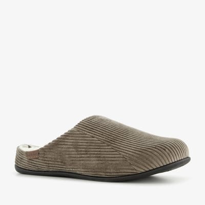 Thu!s heren pantoffels ribstof bruin - Maat 40 - Sloffen